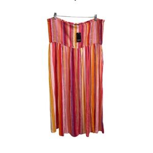 Torrid Strapless Smocked Maxi Dress Artsy Vibrant Stripe Beach Vacation‎ Size 3